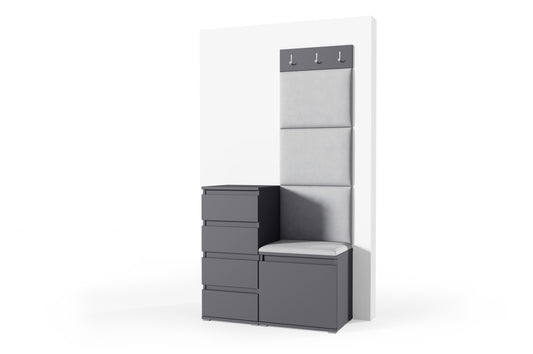 PK Emi 36 Hallway Wardrobe Graphite - Upholstered Panels in Various Colours