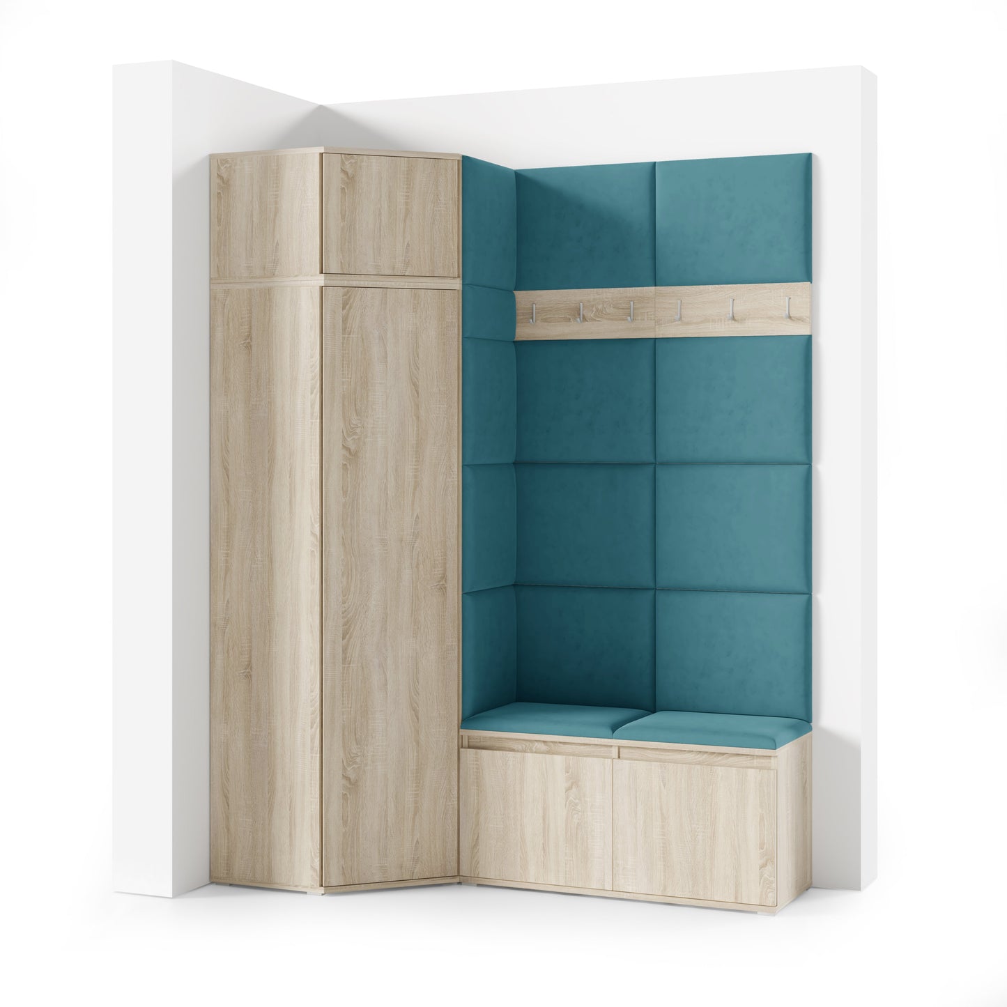 PK Emi 37 Hallway Wardrobe Sonoma Oak- Upholstered Panels in Various Colours