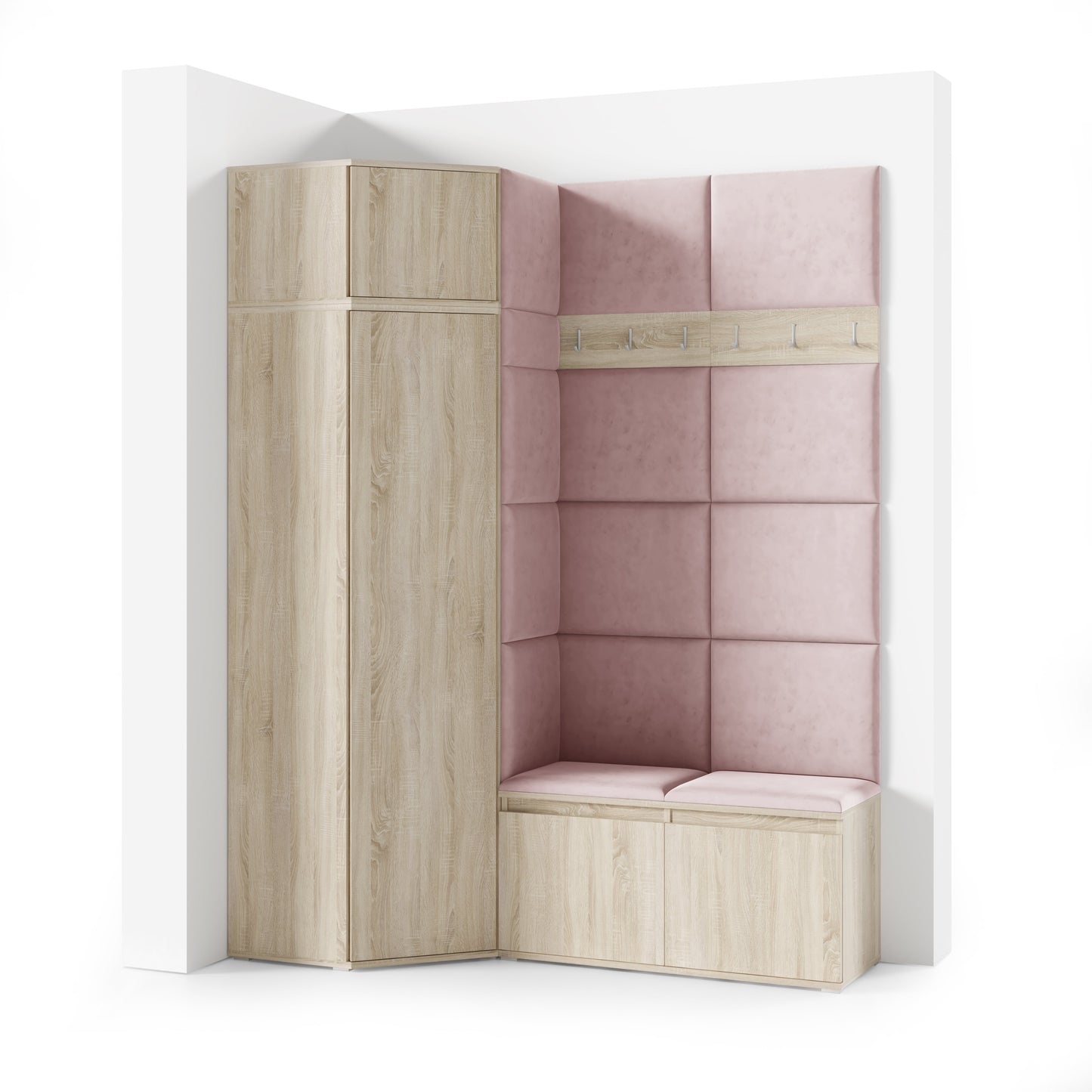 PK Emi 37 Hallway Wardrobe Sonoma Oak- Upholstered Panels in Various Colours