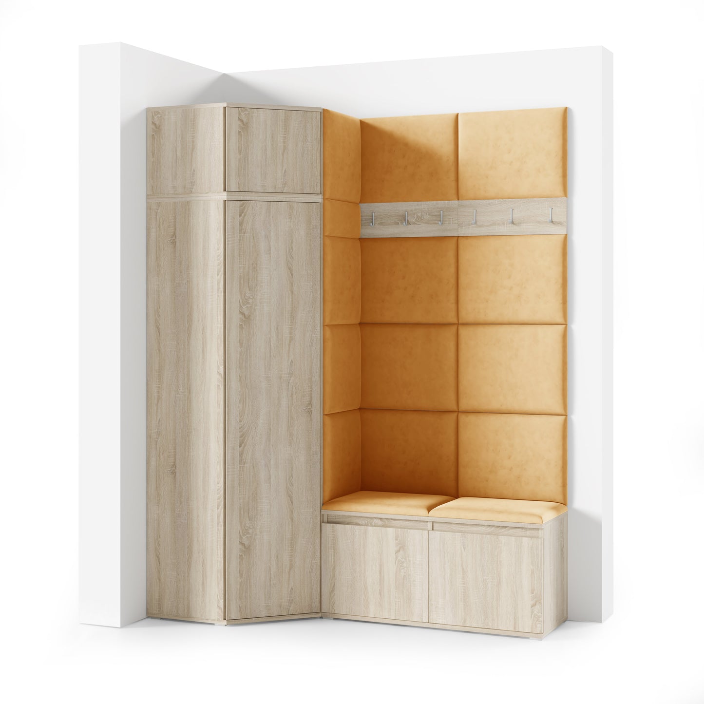 PK Emi 37 Hallway Wardrobe Sonoma Oak- Upholstered Panels in Various Colours