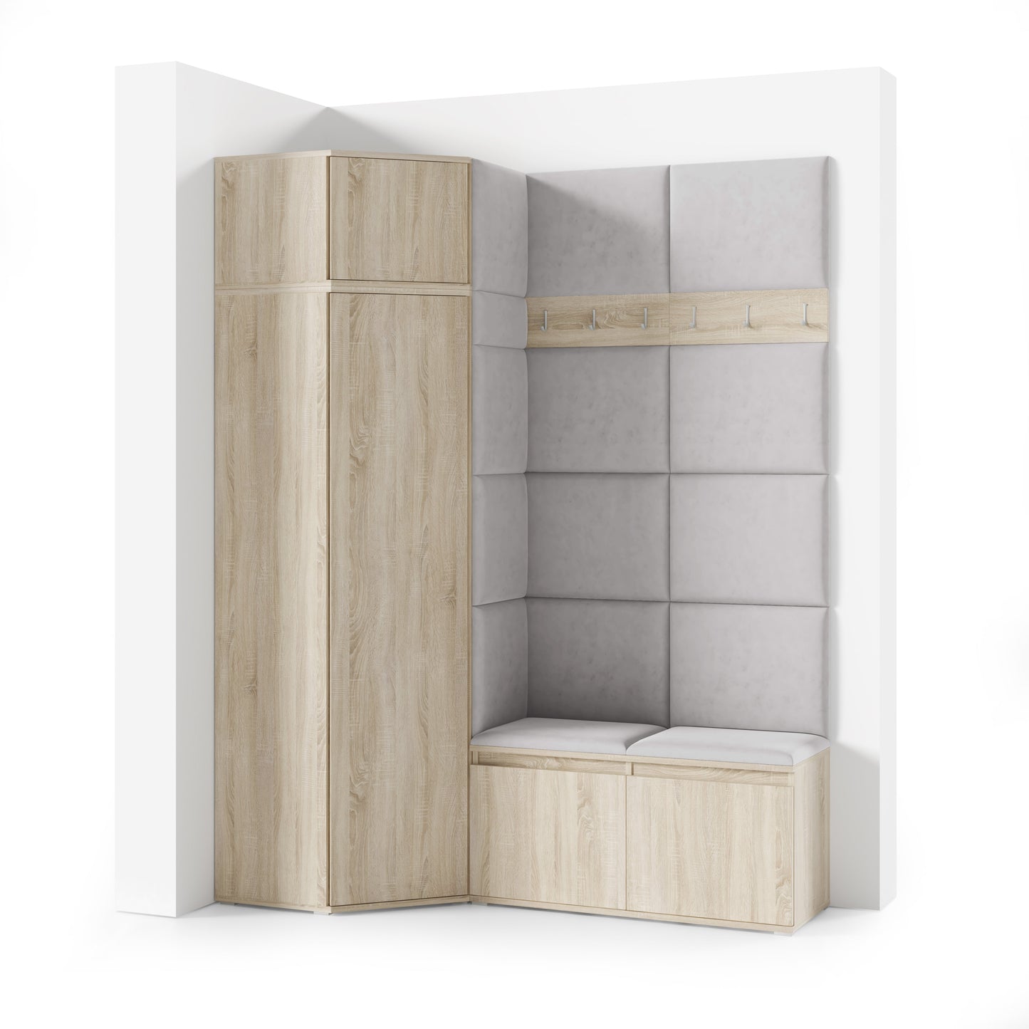 PK Emi 37 Hallway Wardrobe Sonoma Oak- Upholstered Panels in Various Colours