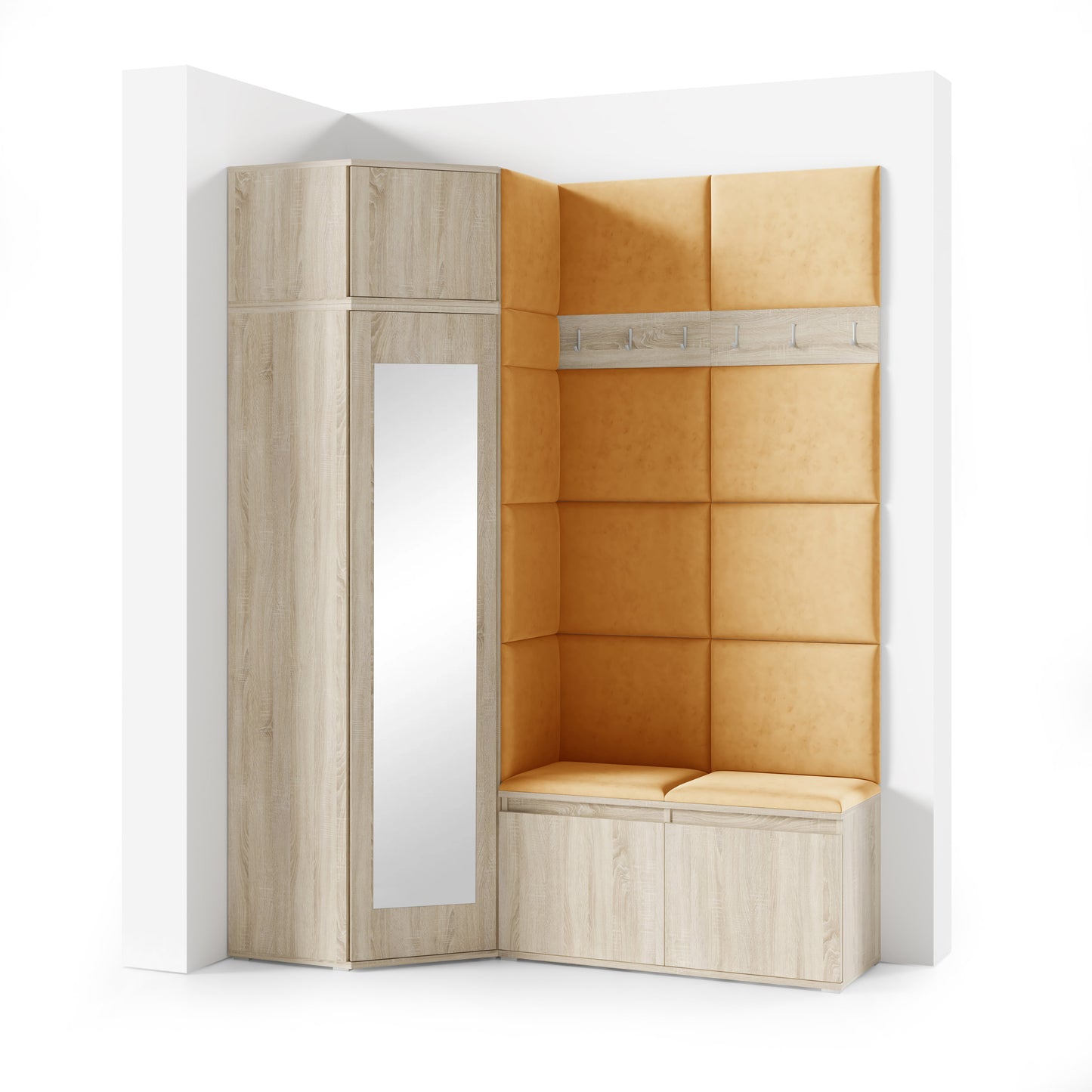 PK Emi 37 Hallway Wardrobe Sonoma Oak- Upholstered Panels in Various Colours