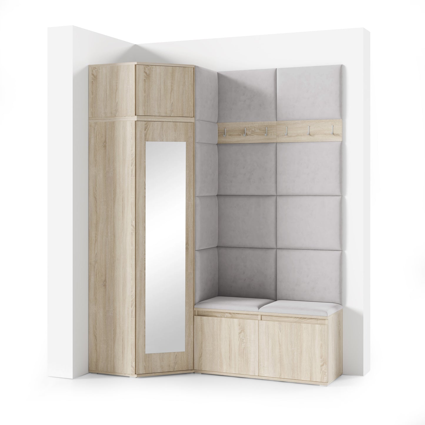 PK Emi 37 Hallway Wardrobe Sonoma Oak- Upholstered Panels in Various Colours