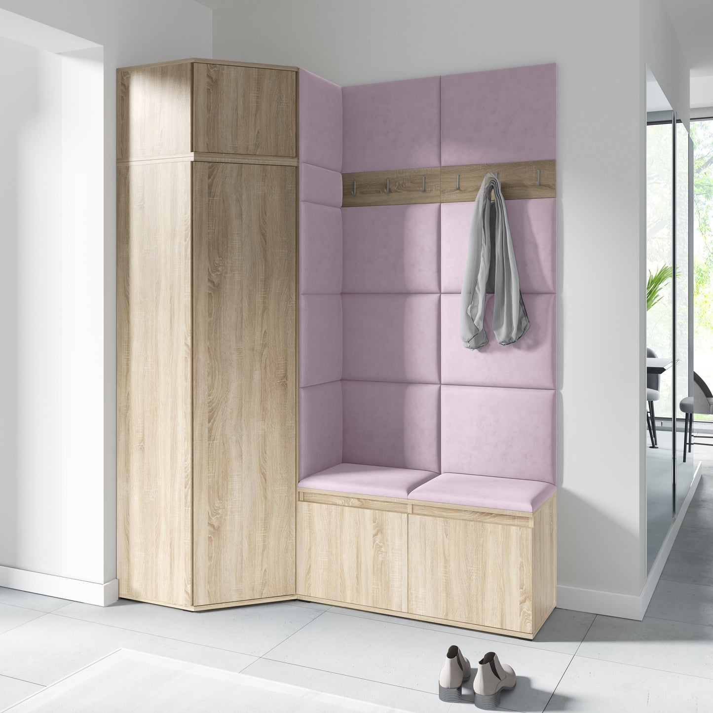 PK Emi 37 Hallway Wardrobe Sonoma Oak- Upholstered Panels in Various Colours