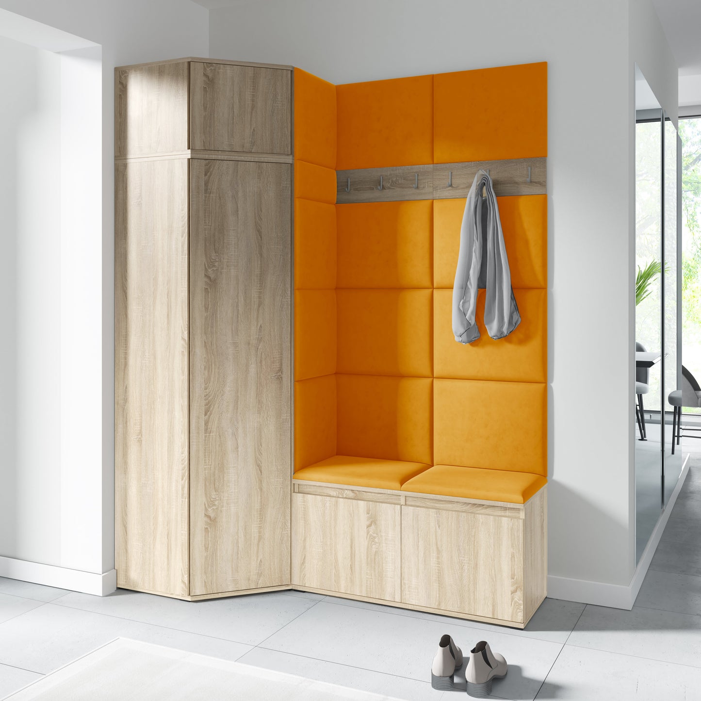 PK Emi 37 Hallway Wardrobe Sonoma Oak- Upholstered Panels in Various Colours