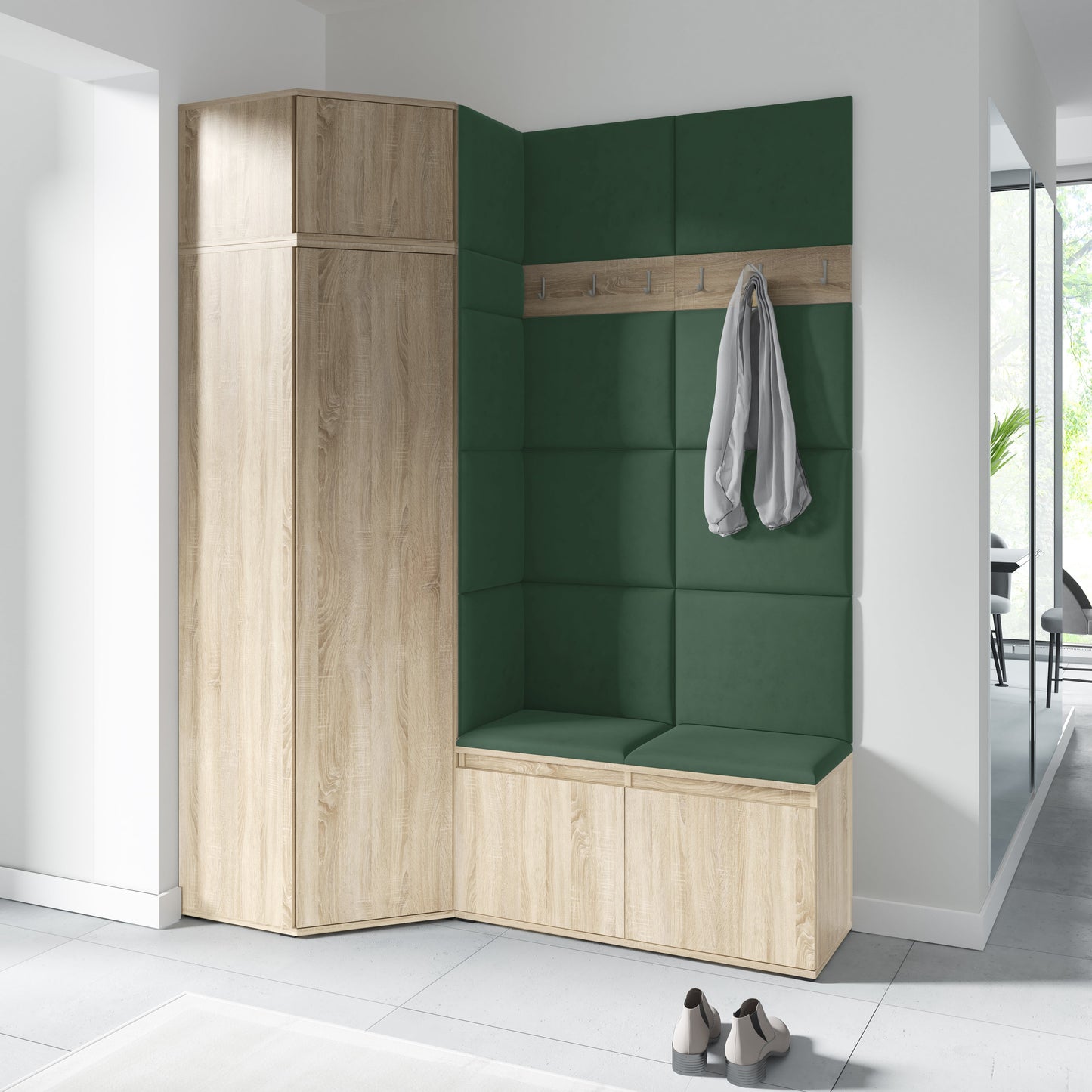 PK Emi 37 Hallway Wardrobe Sonoma Oak- Upholstered Panels in Various Colours
