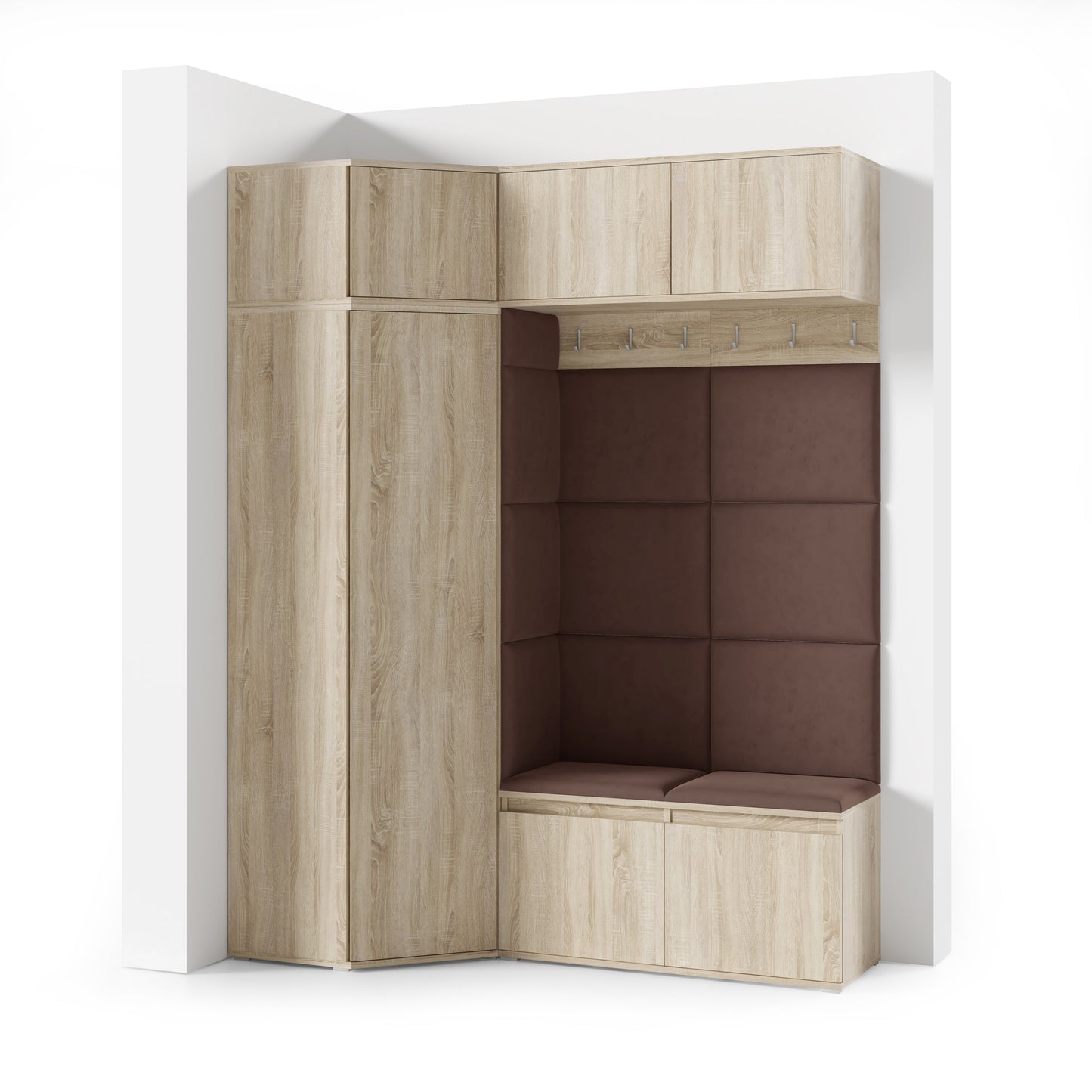 PK Emi 38 Hallway Wardrobe Sonoma Oak - Upholstered Panels in Various Colours