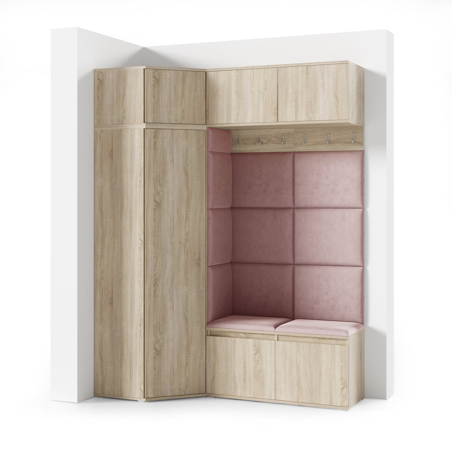 PK Emi 38 Hallway Wardrobe Sonoma Oak - Upholstered Panels in Various Colours
