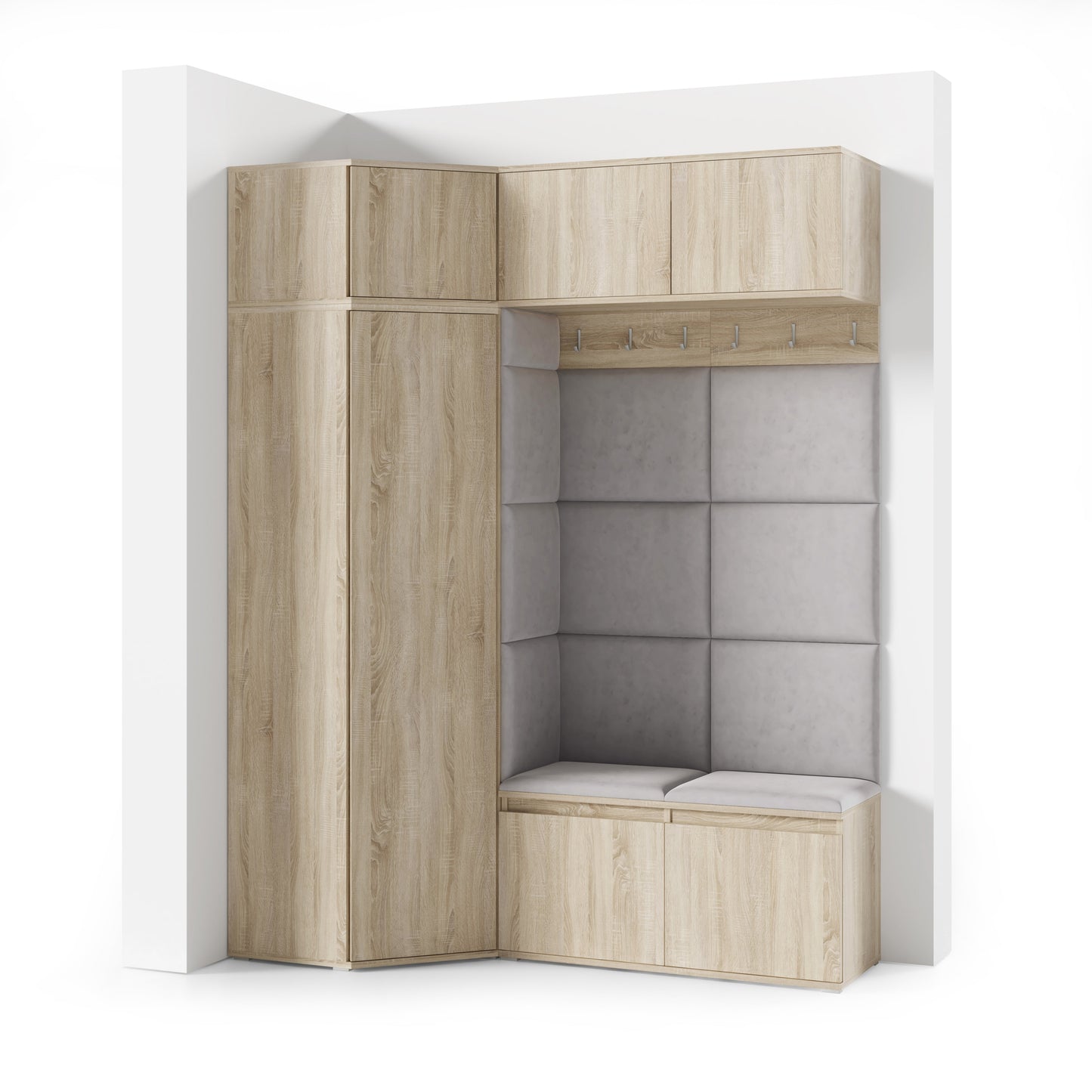 PK Emi 38 Hallway Wardrobe Sonoma Oak - Upholstered Panels in Various Colours