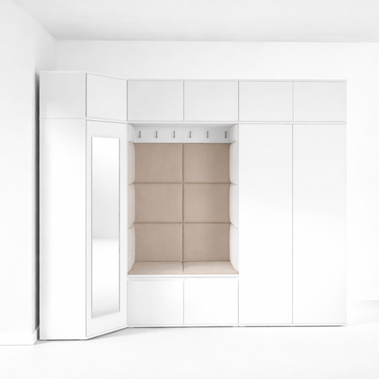 PK Emi 39 Hallway Wardrobe White - Upholstered Panels in Various Colours