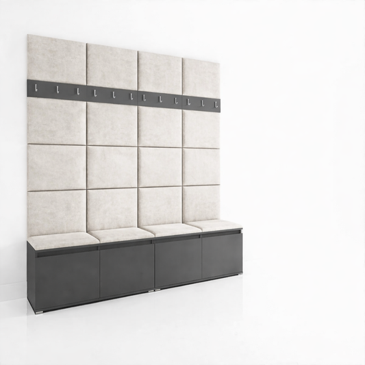 PK Emi 4 Hallway Wardrobe Graphite - Upholstered Panels in Various Colours