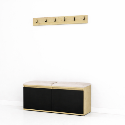 PK Emi 5 Hallway Wardrobe Artisan Oak / Black - Upholstered Panels in Various Colours