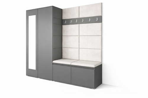 PK Emi 8 Hallway Wardrobe Graphite - Upholstered Panels in Various Colours