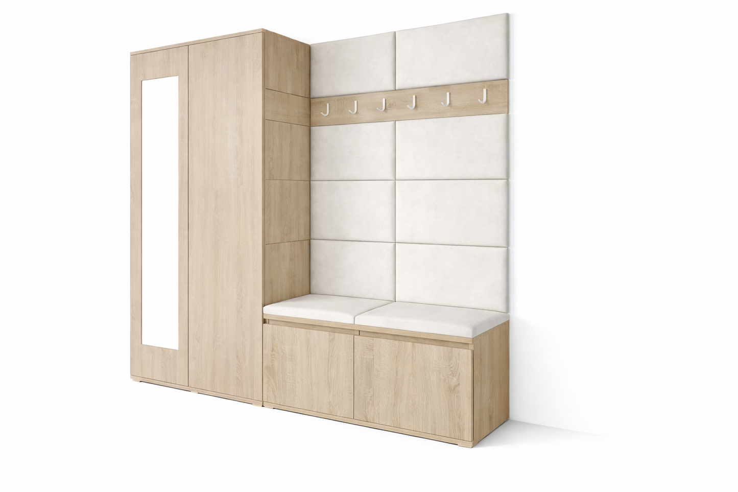 PK Emi 8 Hallway Wardrobe Sonoma - Upholstered Panels in Various Colours
