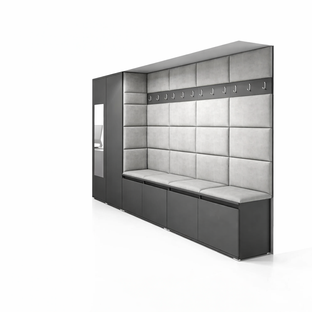 PK Emi 9 Hallway Wardrobe Graphite - Upholstered Panels in Various Colours