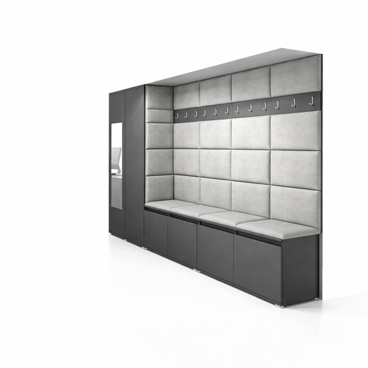 PK Emi 9 Hallway Wardrobe Graphite - Upholstered Panels in Various Colours