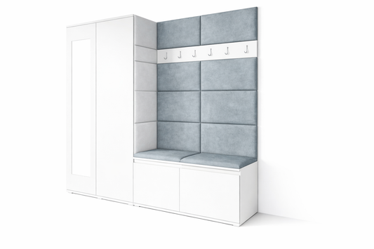 PK Emi 8 Hallway Wardrobe White - Upholstered Panels in Various Colours