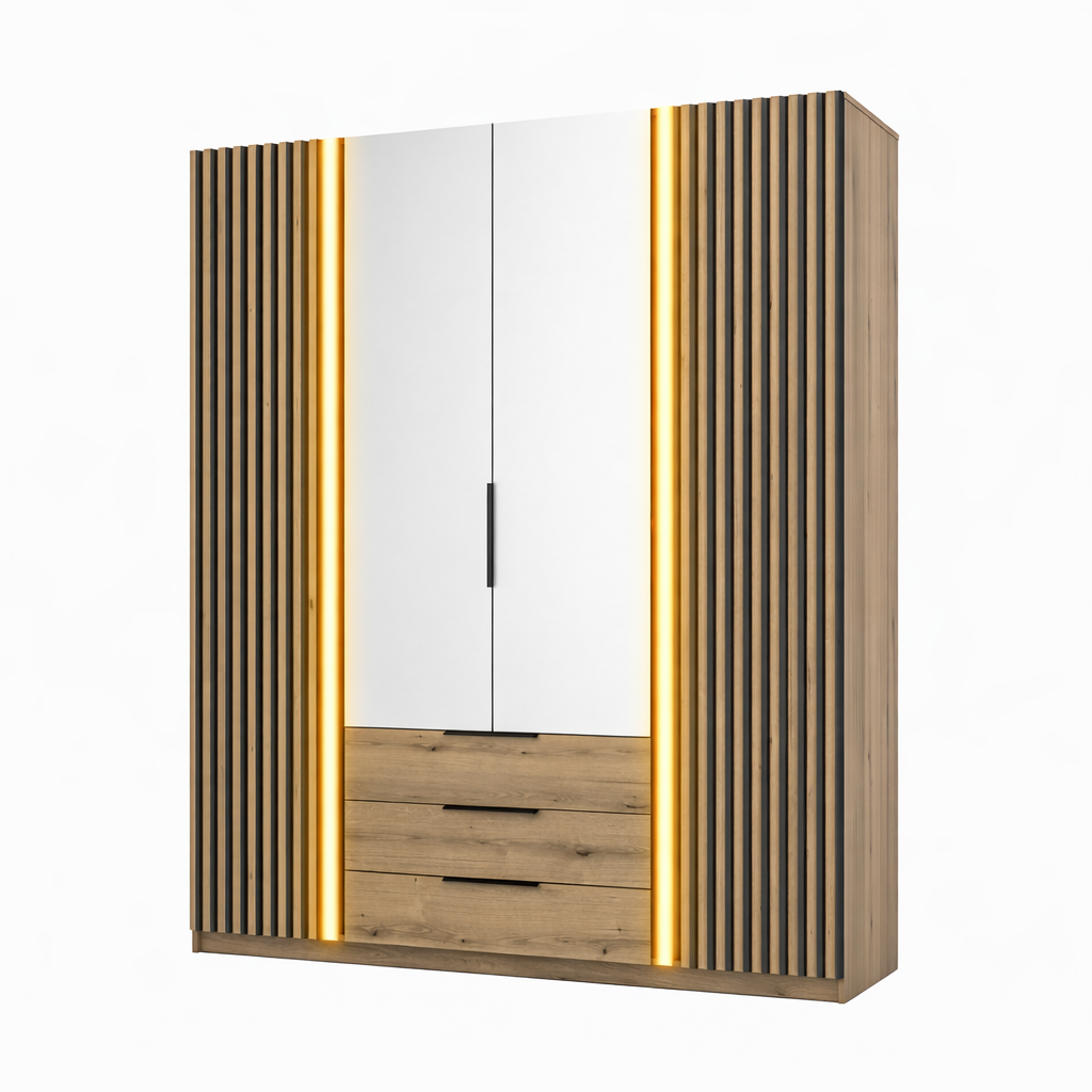 LE KAJA EV/EV-BL 2LAM 2 3S Wardrobe with Mirror