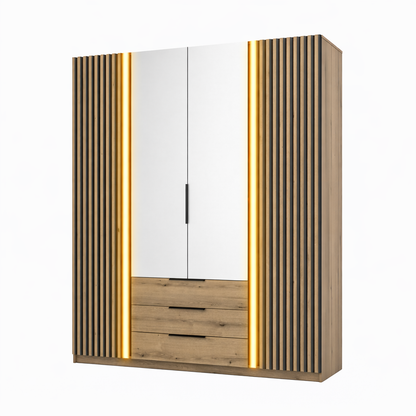 LE KAJA EV/EV-BL 2LAM 2 3S Wardrobe with Mirror