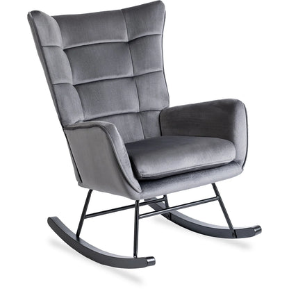 Elite JACKSON Grey Velvet Rocking Chair