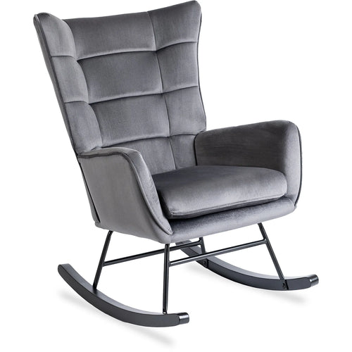 Elite JACKSON Grey Velvet Rocking Chair