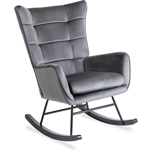 Elite JACKSON Grey Velvet Rocking Chair