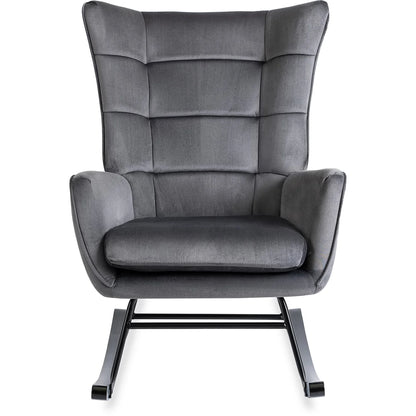 Elite JACKSON Grey Velvet Rocking Chair