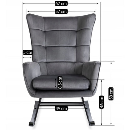 Elite JACKSON Grey Velvet Rocking Chair
