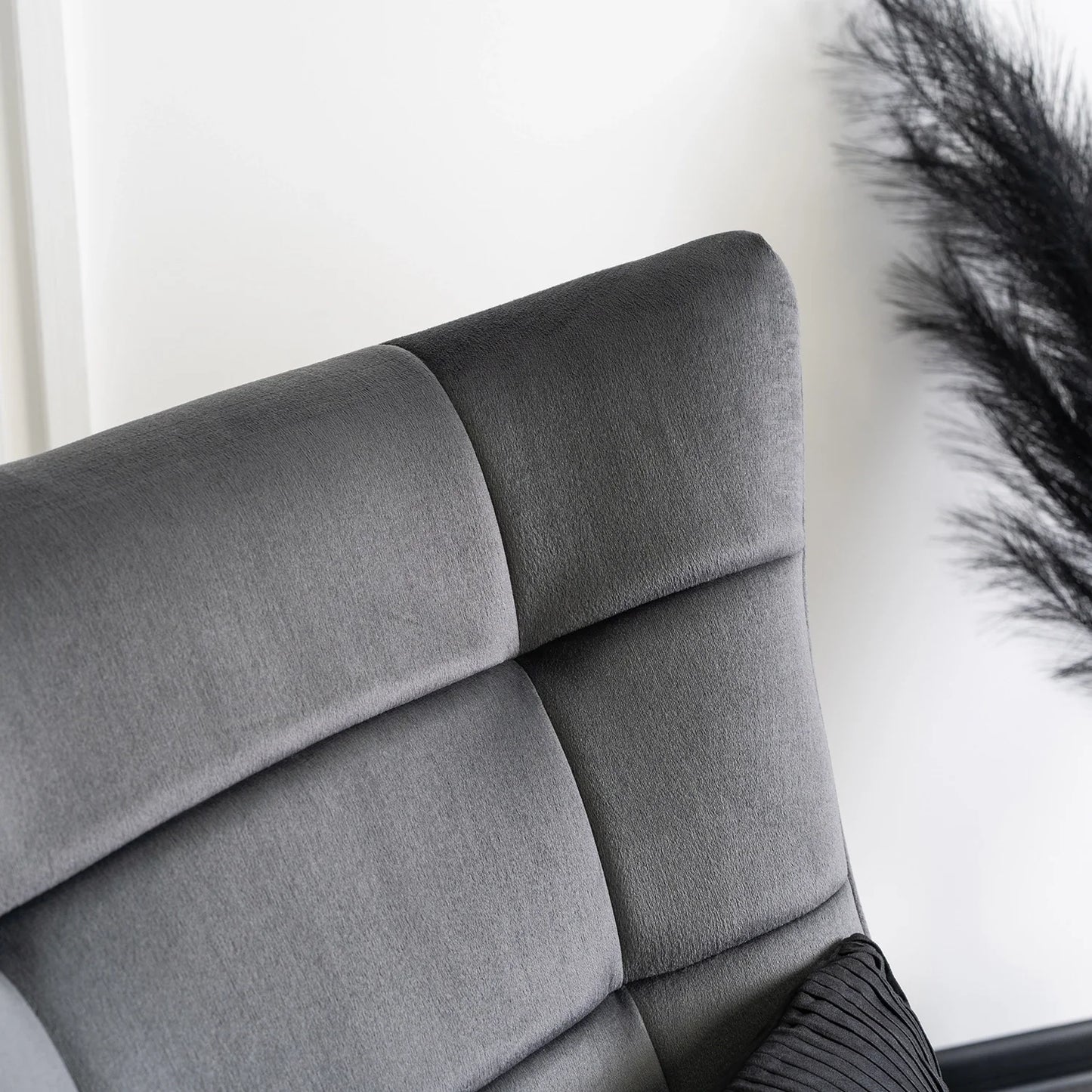 Elite JACKSON Grey Velvet Rocking Chair