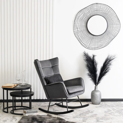 Elite JACKSON Grey Velvet Rocking Chair
