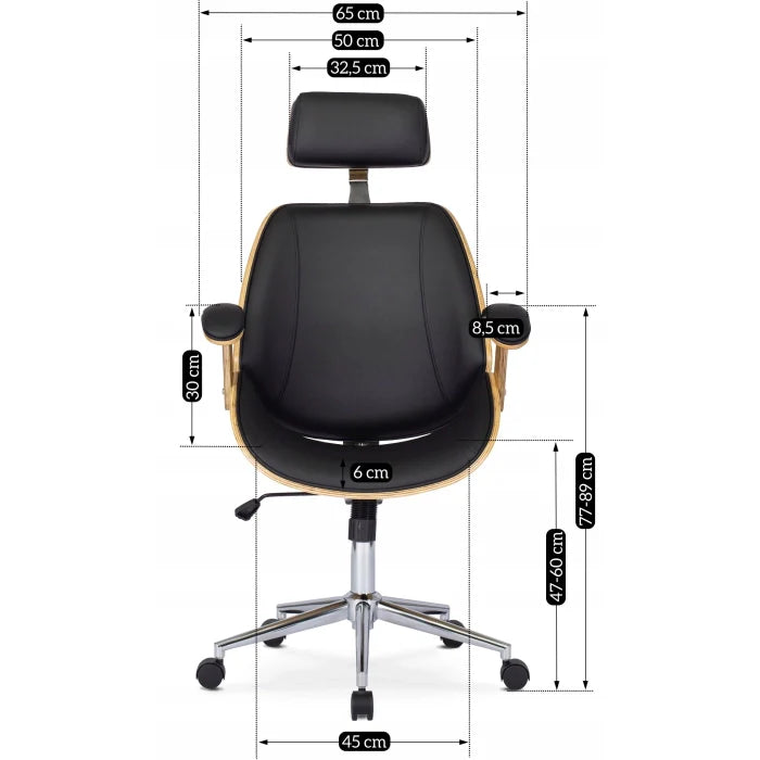 Elite FABIAN Tufted Executive Chair with Bentwood Frame – Golden Oak / Black Eco-Leather Loft Style