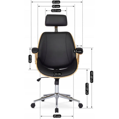 Elite FABIAN Tufted Executive Chair with Bentwood Frame – Golden Oak / Black Eco-Leather Loft Style