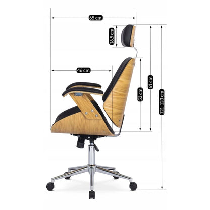 Elite FABIAN Tufted Executive Chair with Bentwood Frame – Golden Oak / Black Eco-Leather Loft Style