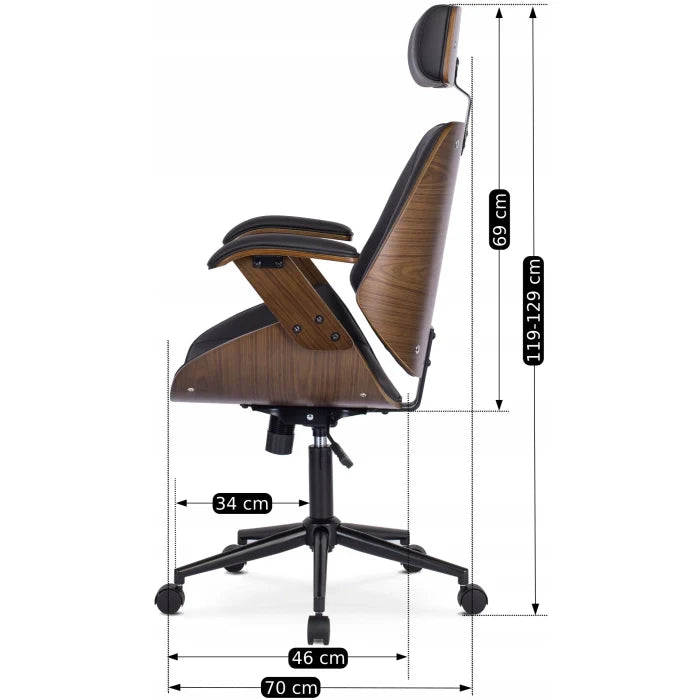 Elite FABIAN Tufted Executive Chair with Bentwood Frame – Walnut / Black Faux Leather Loft Style