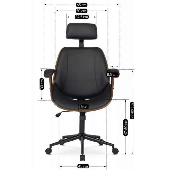 Elite FABIAN Tufted Executive Chair with Bentwood Frame – Walnut / Black Faux Leather Loft Style