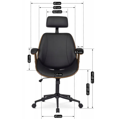 Elite FABIAN Tufted Executive Chair with Bentwood Frame – Walnut / Black Faux Leather Loft Style