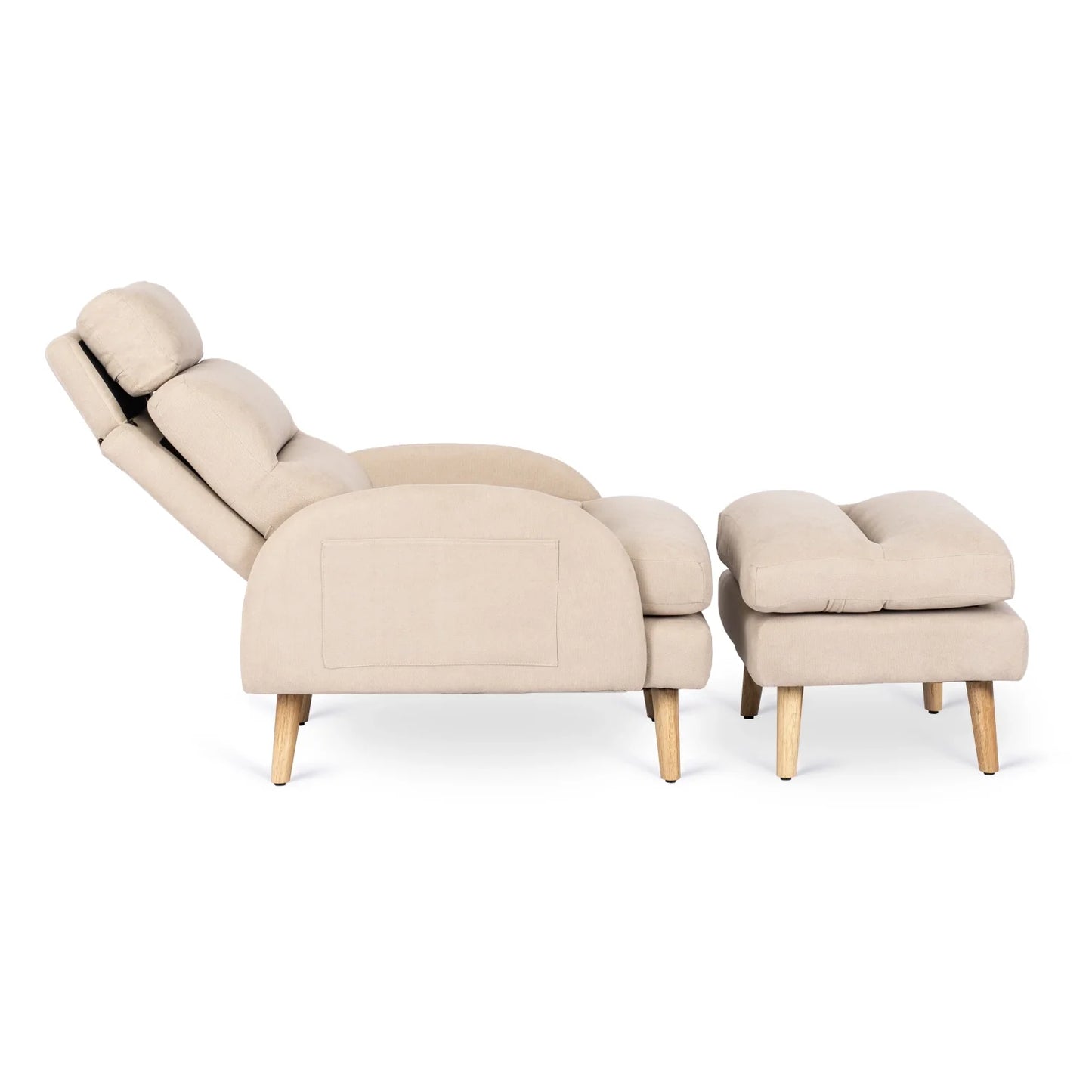 Elite HENRY Beige Recliner Armchair with Footrest