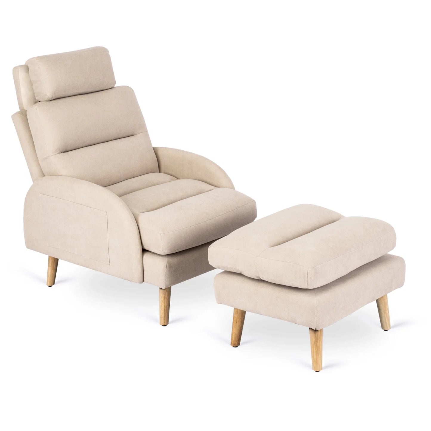 Elite HENRY Beige Recliner Armchair with Footrest