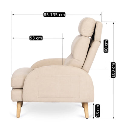 Elite HENRY Beige Recliner Armchair with Footrest
