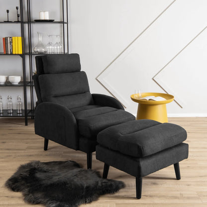 Elite HENRY Black Recliner Armchair with Footrest