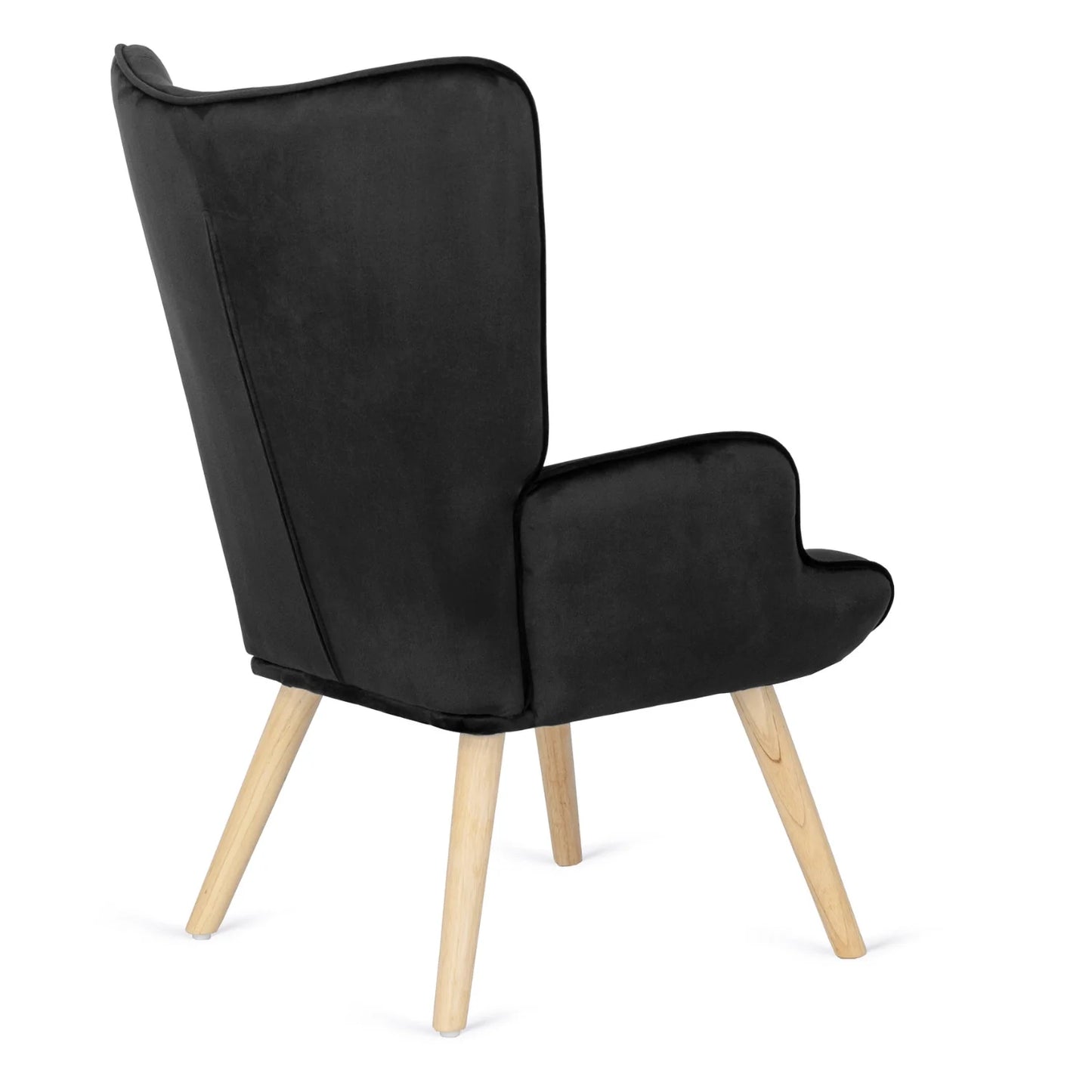Elite LOZANO Black Velvet Armchair with Footstool