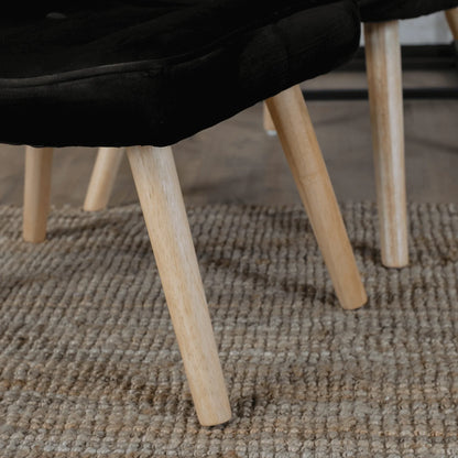 Elite LOZANO Black Velvet Armchair with Footstool