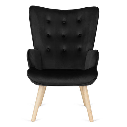 Elite LOZANO Black Velvet Armchair with Footstool