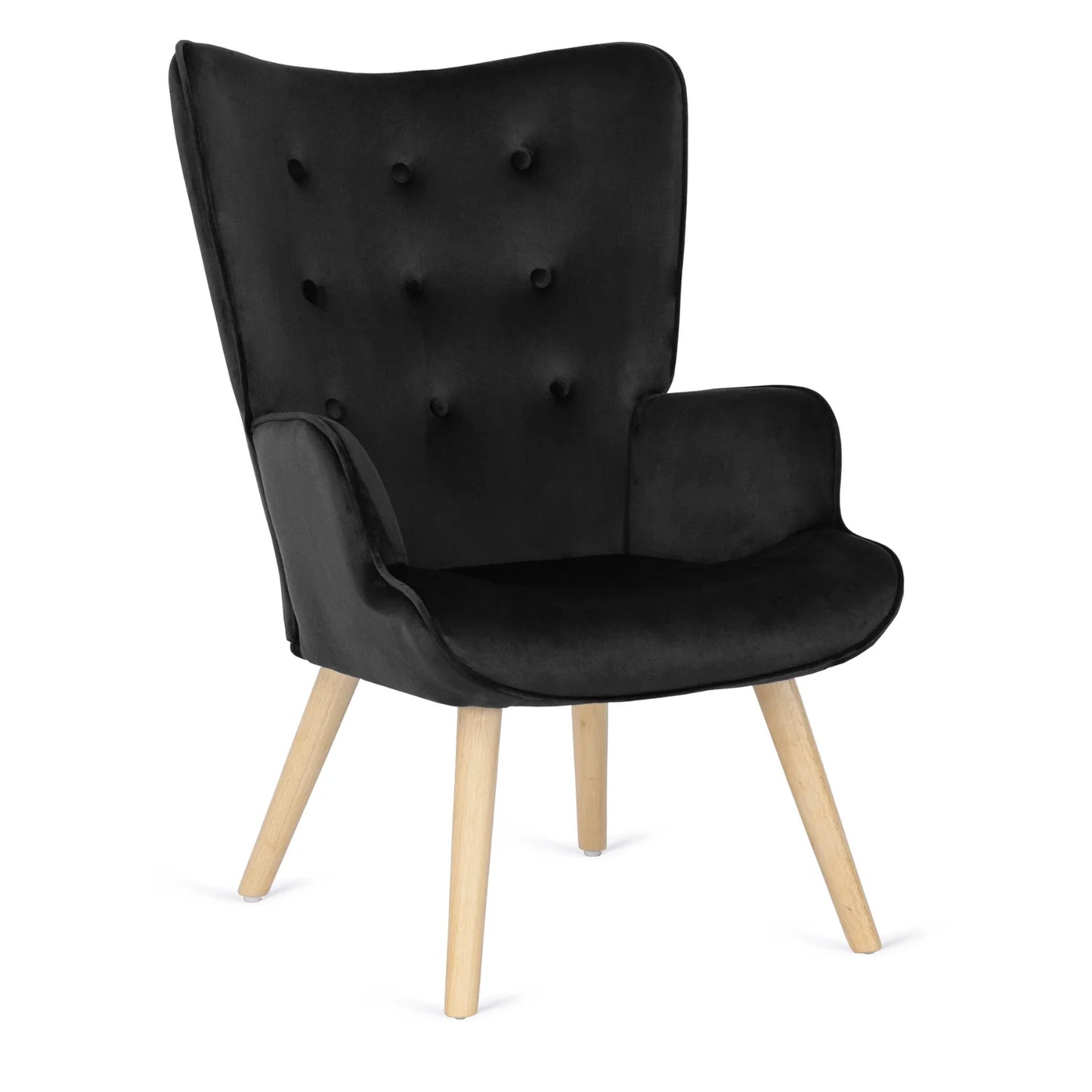 Elite LOZANO Black Velvet Armchair with Footstool