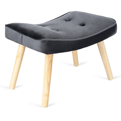 Elite LOZANO Grey Velvet Armchair with Footstool