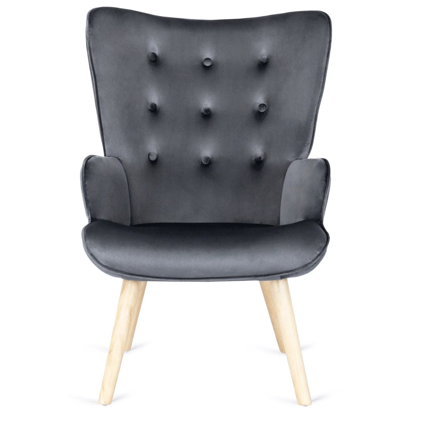 Elite LOZANO Grey Velvet Armchair with Footstool