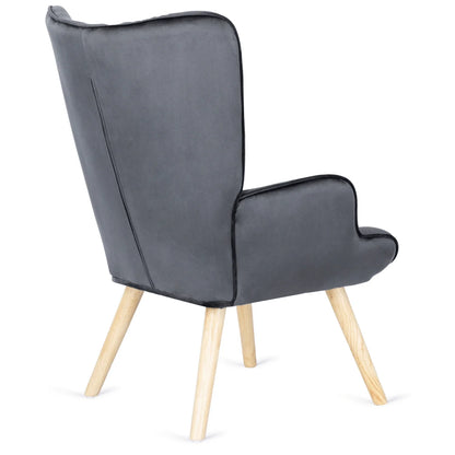 Elite LOZANO Grey Velvet Armchair with Footstool