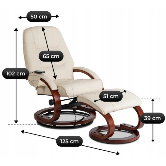 Elite CANO Massage Chair with Footrest Beige/Brown/Black