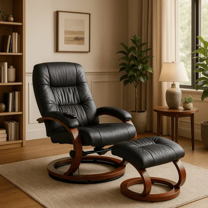 Elite CANO Massage Chair with Footrest Beige/Brown/Black