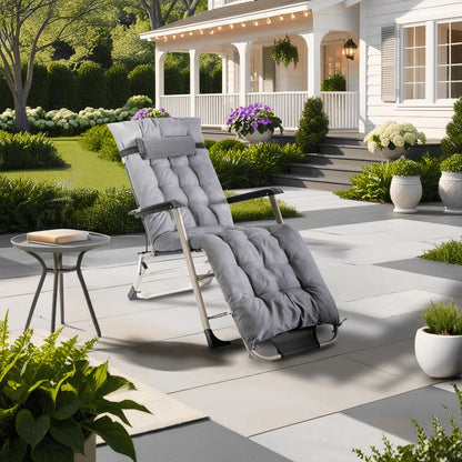Elite EDISON Garden Recliner Grey - Adjustable Lounger with Footrest